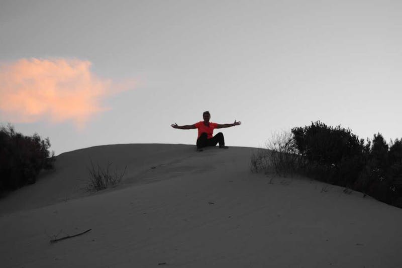 Anita on a dune.
