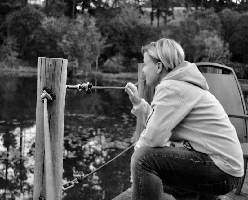 Anita on a jetty at Bramasole