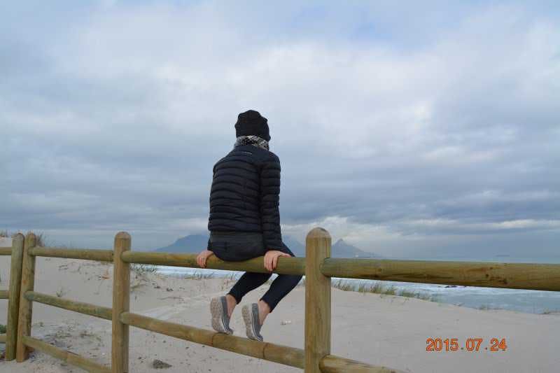 Brigette on beach front.