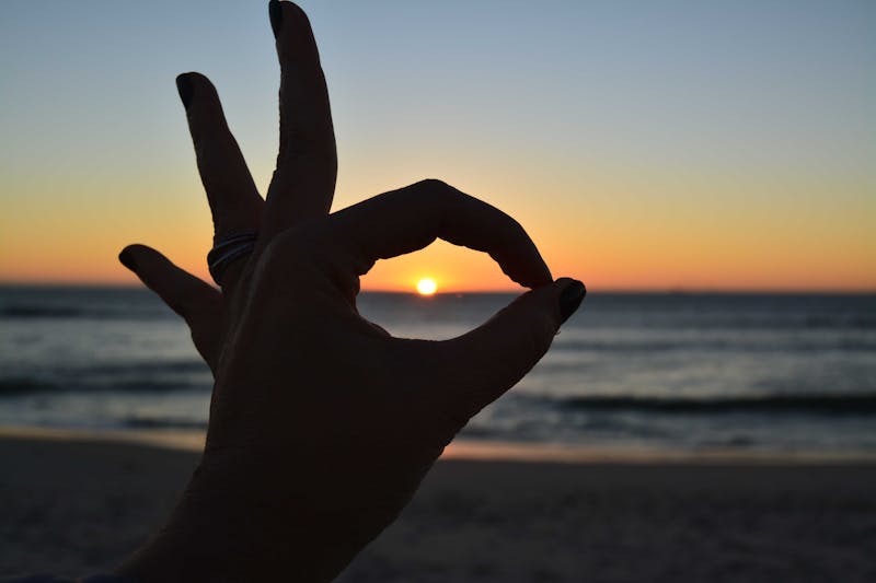 Picture of sunset through Brigi's finger.