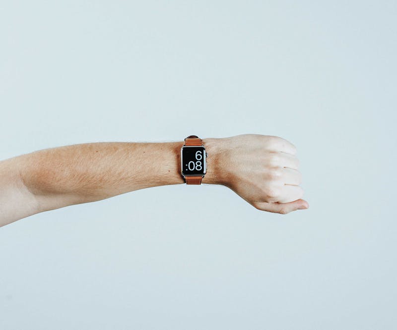 This is a picture of a smart watch on an arm